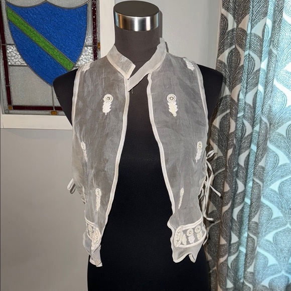 Zara Silk Embellished Tab Collar Vest - Picture 1 of 9